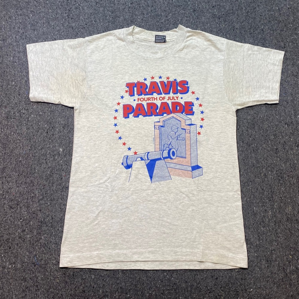 Travis Fourth of July Parade TShirt Sz M Mens Gray Retro 90s Single Stitch USA